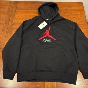 Jordan Sweatshirt Mens Large Black Red Baseline Hoodie Sweater Nike Air -NWT